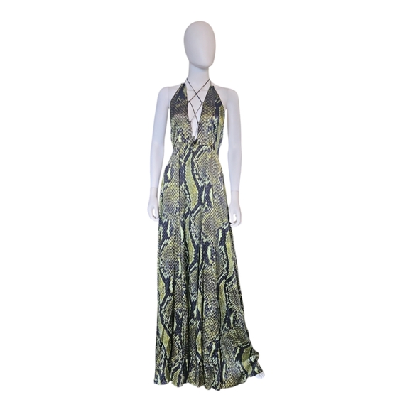ADRIANA IGLESIAS | Snakeskin Print Halter Maxi Dress / Gown in Size EU 3… - Picture 2 of 12